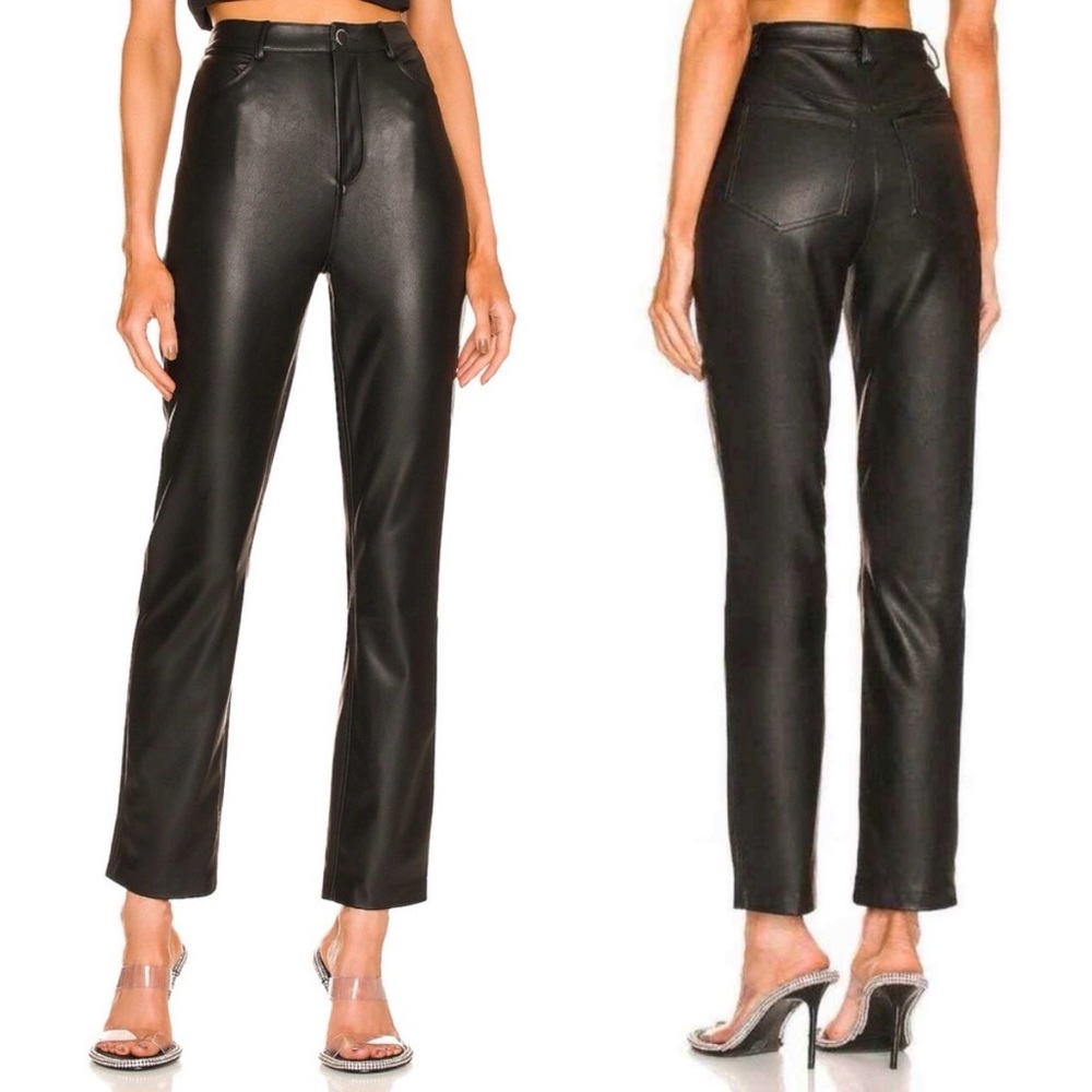 Revolve NBD Darby Black Faux Leather Straighy Leg Pants size Small